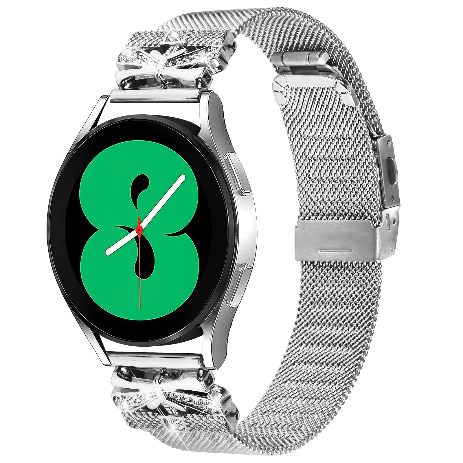 For Samsung Galaxy Watch Active / Active2 44mm / 40mm Butterfly Design Milanese Band 20mm Stainless Steel Strap - Silver For Samsung Galaxy Watch Active / Active2 44mm / 40mm Butterfly Design Milanese Band 20mm Stainless Steel Strap - Silver